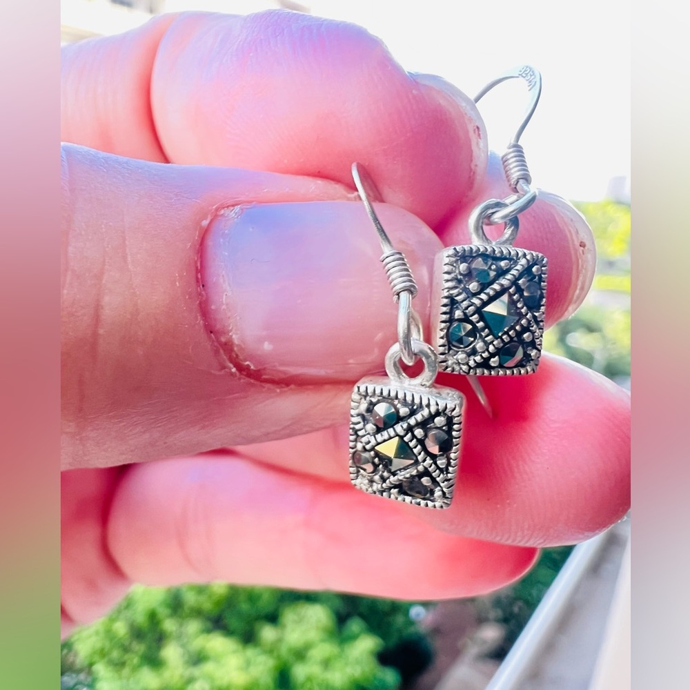 Elegant Sterling Silver & Marcasite Dangle Earrings
